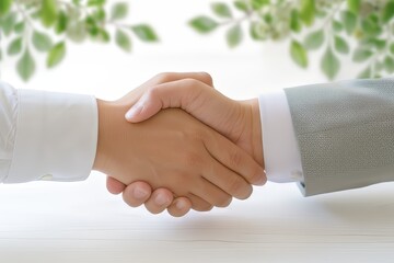 Wall Mural - Two hands shaking in agreement, symbolizing partnership and collaboration.