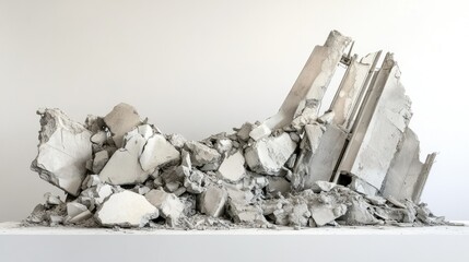 Poster - Abstract Composition of Crumbled Concrete Structure Highlighting Texture and Form for Architectural and Artistic Applications