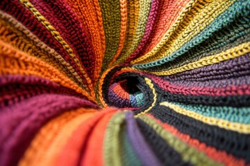 Canvas Print - Colorful Knitted Fabric Swirling Inwards