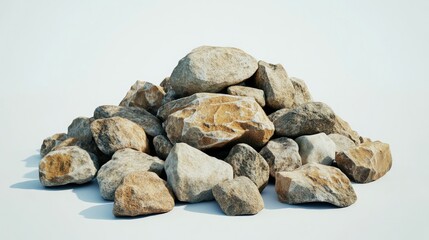 Poster - Pile of Natural Stones and Rocks with Varied Texture and Color, Suitable for Landscaping, Construction, or Decorative Purposes in Outdoor Settings