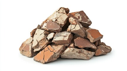 Poster - A Close-Up View of a Pile of Varied and Textured Rock Fragments Displaying Earthy Tones and Natural Patterns, Perfect for Geological and Material Design Projects