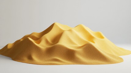 Poster - Yellow Granular Substance Piled into Mounds on a Smooth Surface Representing Sand, Grain, or Powder in Minimalist Contemporary Photography