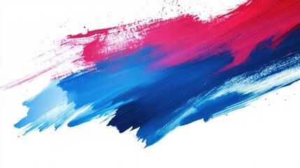 Poster - Colorful Brush Stroke Artwork With Vibrant Blue, Pink, and White Shades on a White Background Perfect for Abstract Design and Creative Projects