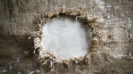 Poster - Textured Background with Torn Burlap Fabric Revealing Soft Material Underneath, Ideal for Rustic, Vintage, or DIY Themed Projects and Designs