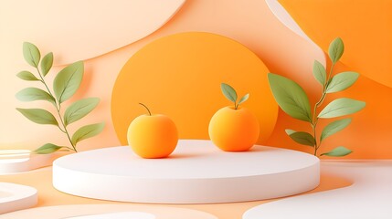 Poster - Vibrant orange fruits display studio setting still life photography bright decor close-up minimalist concept