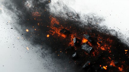 Poster - Dramatic Abstract Representations of Fire and Smoke with Glowing Embers over a Light Background for Artistic and Creative Applications