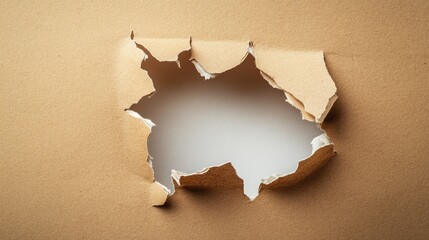 Poster - Torn Cardboard Sheet with Shredded Edges Exposing Blank Space for Creative Design and Background Use in Various Artistic and Commercial Projects