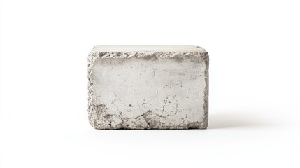 Poster - Rectangular Concrete Block on a White Background, Showcasing Textured Surface, Ideal for Architectural or Construction Themes, Minimalist Design, and Industrial Aesthetic