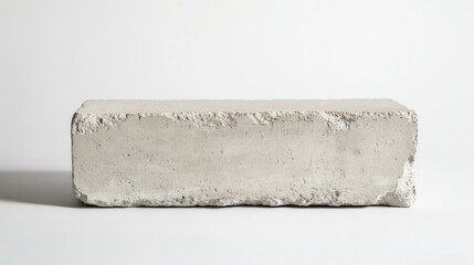 Poster - Minimalist Close-Up of a Grey Concrete Block Isolated on White Background for Industrial, Construction, and Modern Design Applications