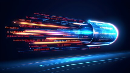 Poster - Dynamic data stream acceleration digital realm visual content futuristic environment high-tech viewpoint