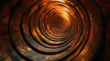 Poster - A swirling tunnel with warm orange hues, creating a sense of depth and movement.