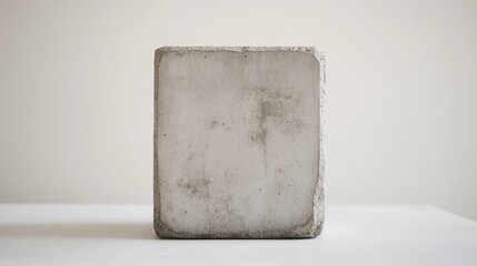 Poster - Minimalist Concrete Block on White Surface for Contemporary Design, Architecture, and Abstract Background Use in Various Creative Projects