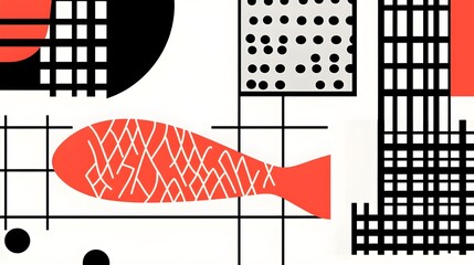 Poster - Artistic fish design elements abstract background digital illustration creative environment graphic concept