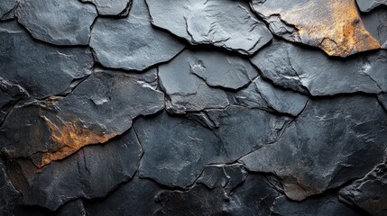 Poster - A textured surface of dark slate stones with subtle orange accents.