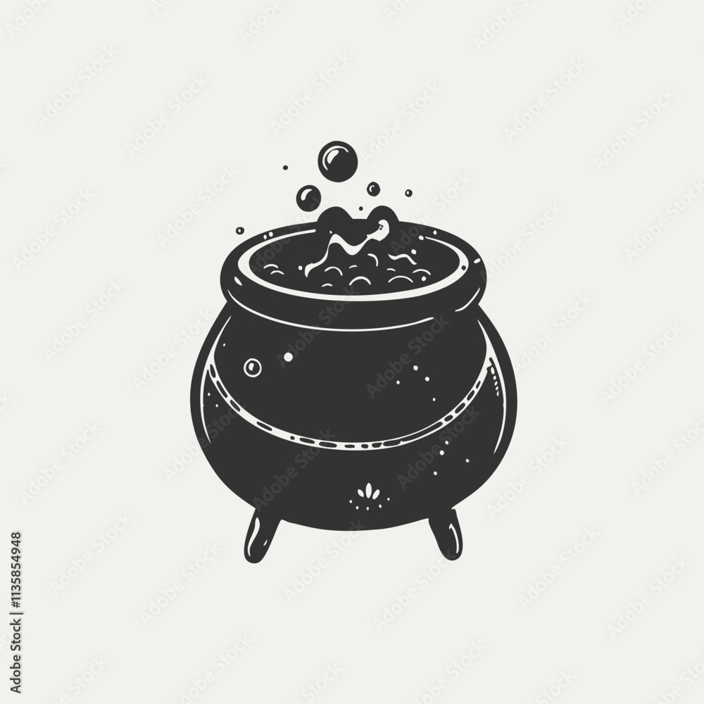 witches violet cauldron with poison potion isolated on white background ...