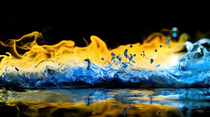 Poster - Dynamic and Colorful Abstract Representation of Fire and Water Combining Fluid Motion with Vivid Colors in an Artistic and Captivating Display of Nature's Elements