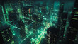 © Teeraphon - Smart digital Innovation city with connection network reciprocity over the cityscape. of future smart wireless digital city and social media networking systems that connects people with in city