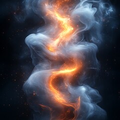 Wall Mural - Swirling fire black orange abstract smoke high resolution hd image