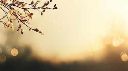 Poster - Soft glow of golden bokeh lights fading into white, creating a serene backdrop for text.