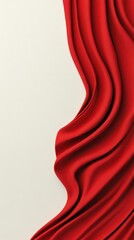 Poster - Red velvet loops creating elegant folds, minimalist white background with blank space for text.