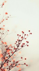 Poster - Glowing red bokeh lights softly blurred, clean white backdrop with ample space for text placement.