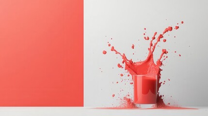 Poster - A dynamic burst of vibrant red ink, with gentle shading against a crisp white background for the text.
