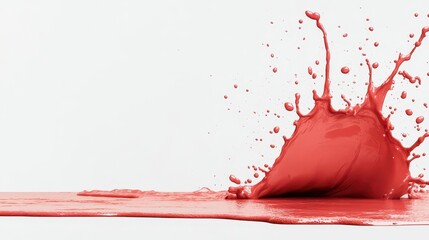 Poster - A dynamic burst of vibrant red ink, complemented by gentle shading against a pristine white background for a striking visual effect.