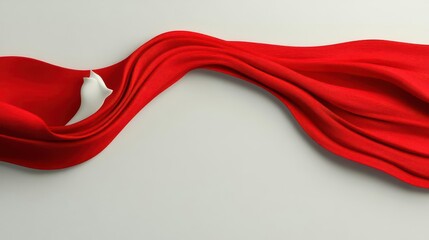 Poster - Dynamic swirl of red and gold silk threads against a minimalist white backdrop with ample space for text.