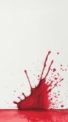 Poster - Dynamic splash of red watercolor, blending seamlessly into a white canvas, ready for your text.