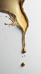 Poster - A dynamic burst of liquid gold creating intricate designs, set against a clean white backdrop perfect for showcasing text.