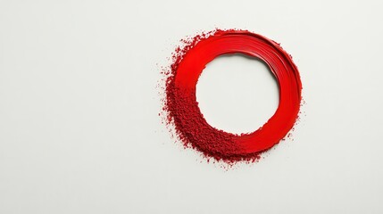 Poster - Circular brushstroke in crimson and gold, centered on a minimalist white background with ample room for text.
