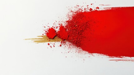 Poster - Abstract watercolor splash in vibrant red and gold hues, clean white background with ample space for creativity.