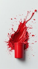 Poster - Abstract splash of crimson paint framed by pristine white space, perfect for adding text.