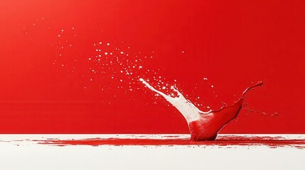 Poster - Abstract splash of molten gold blending into red tones, white background with copy space for text.