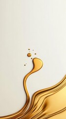 Poster - Abstract lines of molten gold curving gracefully on a minimalist white background, providing ample space for text.