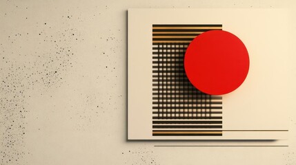 Poster - Abstract geometric patterns in gold and crimson, set against a pristine white background, leaving room for additional elements.