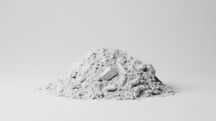 Poster - A Vibrant Gray Pile of Powdery Substance on a Clean Surface, Capturing the Essence of Minimalism and Textural Contrast in Abstract Photography