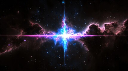 Poster - A vibrant cosmic scene depicting a starburst in a colorful nebula.