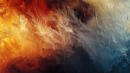 Poster - Abstract icy patterns blending warm and cool colors, evoking a sense of nature's beauty.