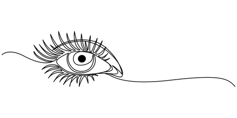 Aufkleber - Eye sign in continuous line drawing style. Line art of human eye sign. Vector illustration. Abstract background, Single continuous one line art female watch eye, Eye sign in continuous line drawing. 
