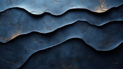 Poster - Abstract wavy texture in dark blue tones with subtle highlights.
