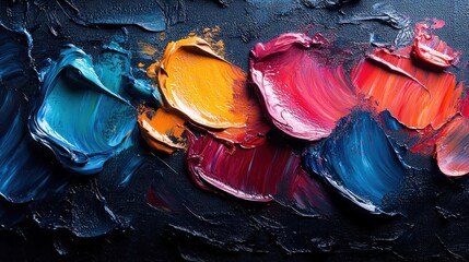 Poster - An abstract painting featuring vibrant, swirling colors on a dark background.