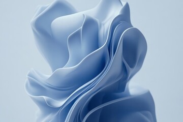 Poster - Soft Blue Fabric Waves in Motion Capturing Elegance and Flow, Artistic Interpretation of Textile Design and Fluidity in a Minimalist Style with Light Tones