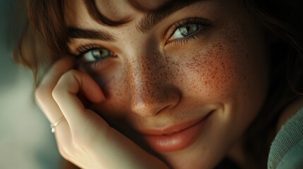 Wall Mural - close up portrait of a person with freckles