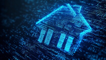 Digital House Code Abstract Data Home Security Concept