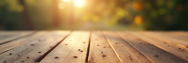 Poster - The selective focus is on a wooden table top with a beautiful texture and material as a backdrop for product ads._00002_