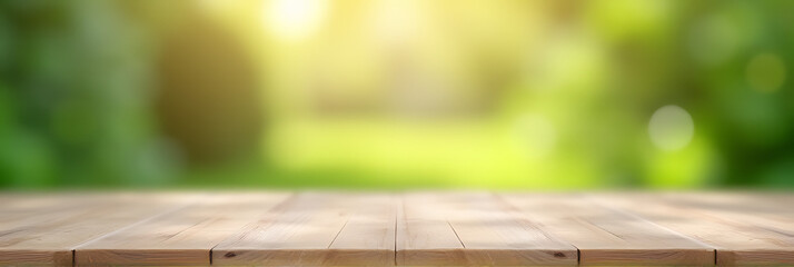Aufkleber - Minimalist table top with blurred garden background, ideal for montage use as a product display or key visual concept._00001_