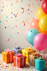 Aufkleber - Host a vibrant celebration party with colorful elements such as gift boxes, confetti, and balloons to create a joyful atmosphere._00002_