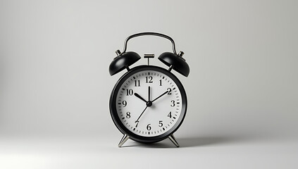 Poster - Classic black alarm clock isolated on a plain background with simple clipping path for easy removal of excess space._00002_
