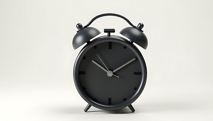 Poster - Classic black alarm clock isolated on a plain background with simple clipping path for easy removal of excess space._00001_